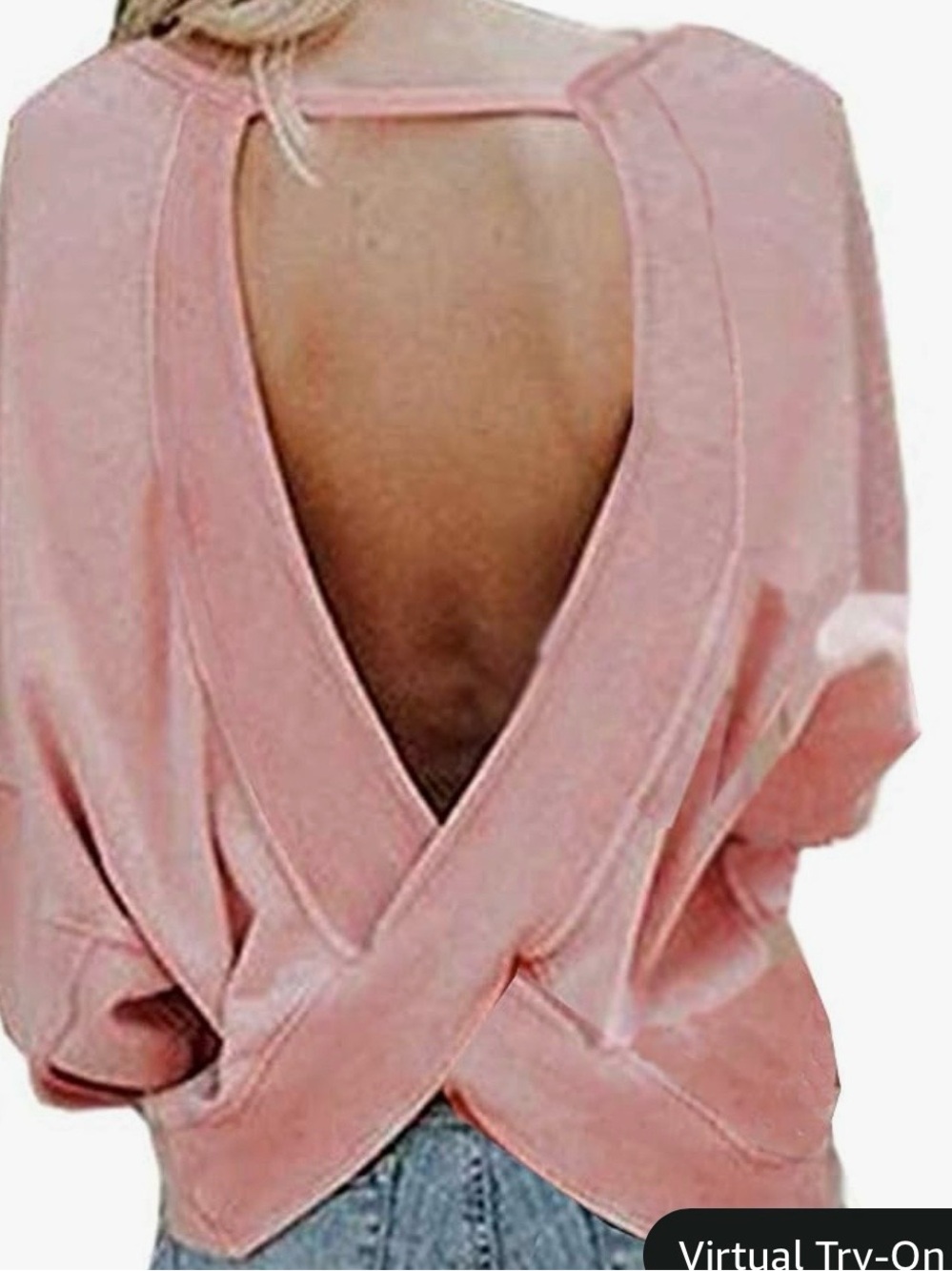 Ocean Drive baby pink long Sleeve open back yoga sweatshirt